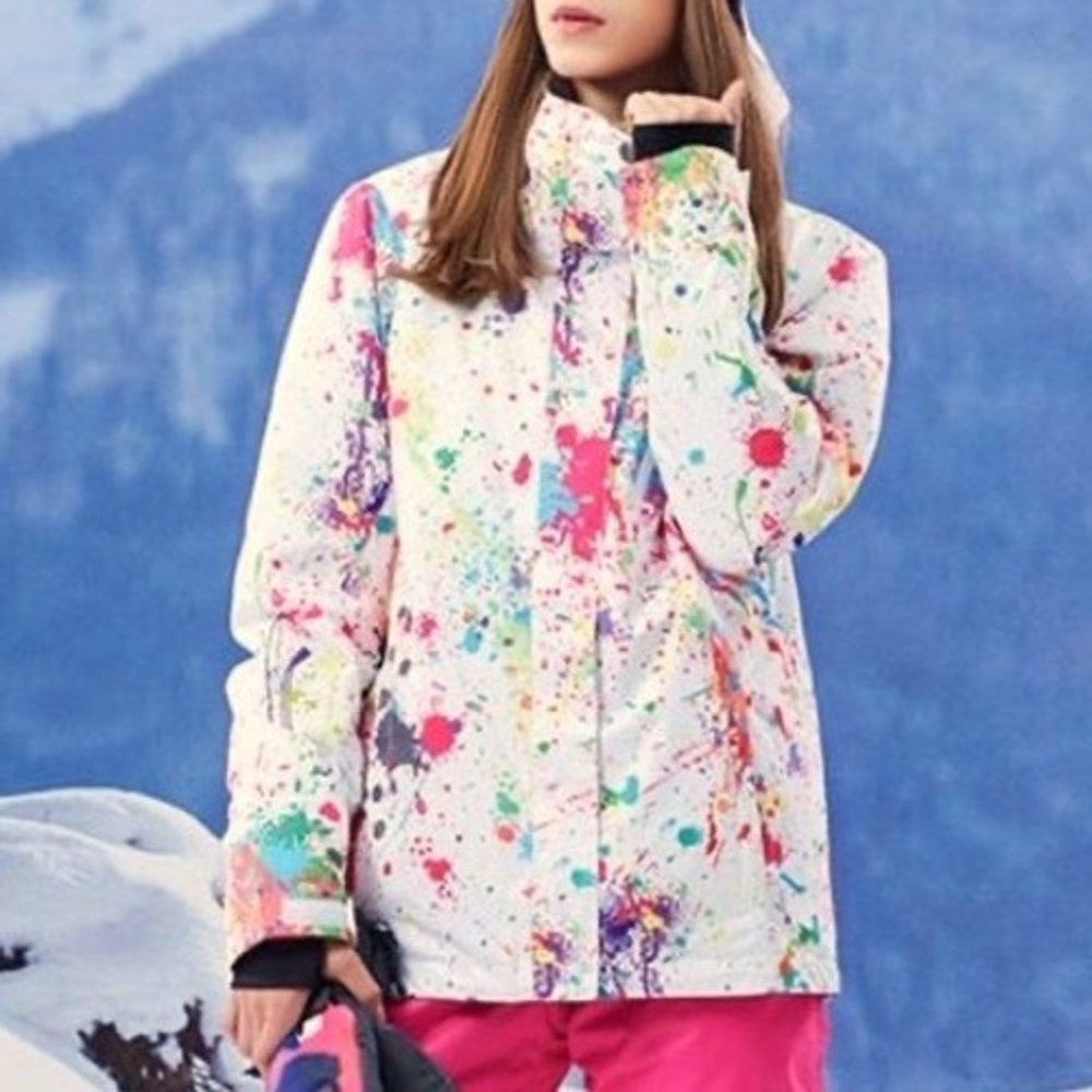 GSOU SNOW 10K‎ Waterproof Ski Snowboard Jacket Neon Paint Splatter Size Small